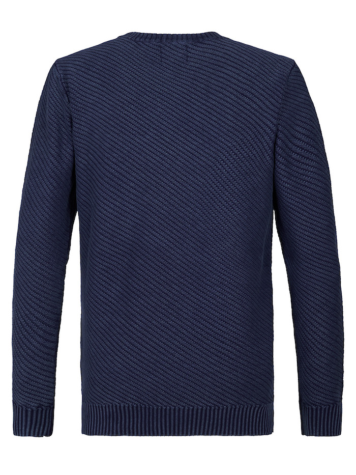 Petrol Industries Herren Strickpullover mit Diagonal Struktur in Blau