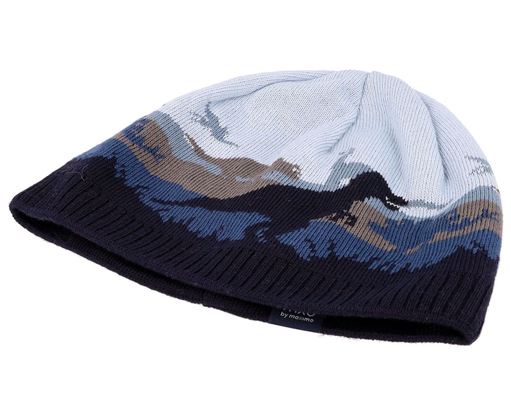 Maximo Jungs Beanie Mütze in Blau Jacquard Dinos 