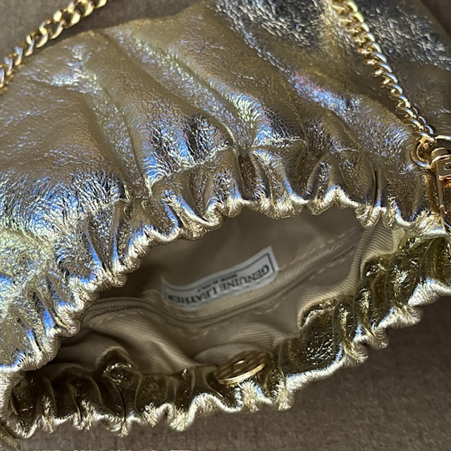 Gold Glitzer Abendtasche - Leder Tasche mit Gold Kette Gold Glitzer Abendtasche - Leder Tasche mit Gold Kette