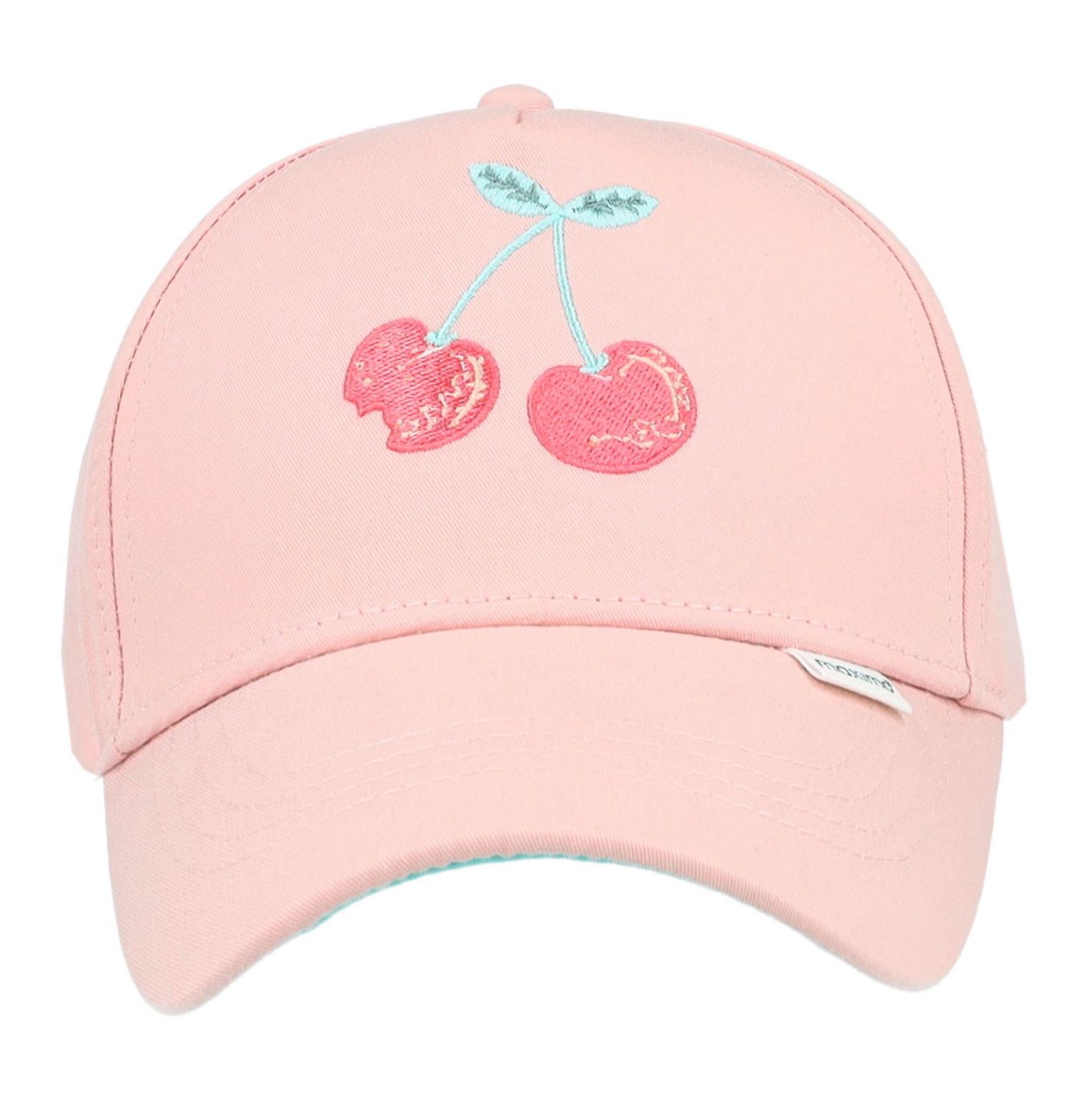 Maximo Cap in Peach Rosa mit Klettverschluß & Stickerei - Kirsche Maximo Cap in Peach Rosa mit Klettverschluß & Stickerei - Kirsche