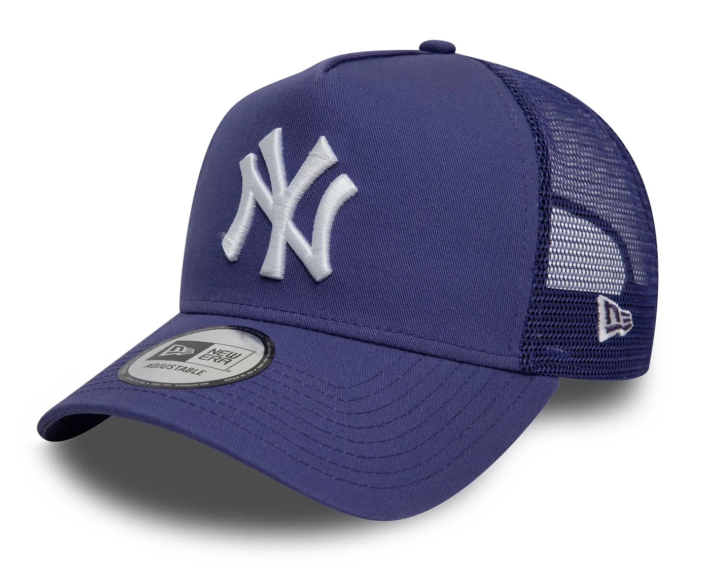 New Era New York Yankees League Essential 9FORTY A-Frame Trucker Cap in Deep Blau Lila