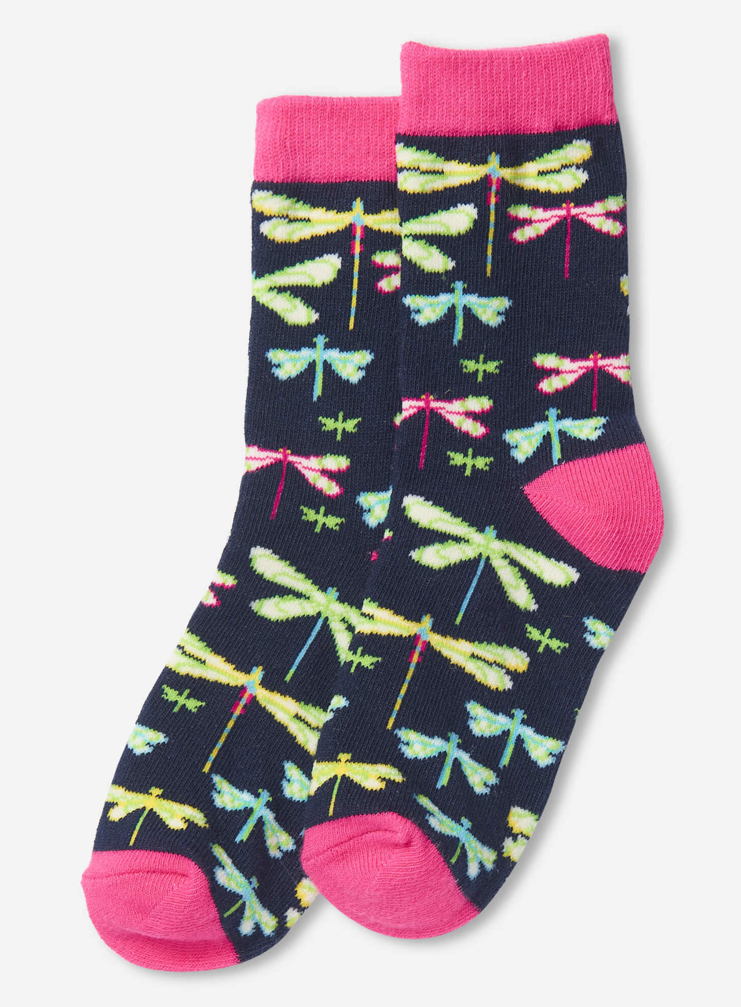 SO3DRAG006 Little Blue House Kinder Socken in Navy - Dragonflies - Libellen