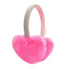 Rockahula Ohrenschützer / Earmuffs - Fluffy Love Heart in Pink mit gold Glitzer