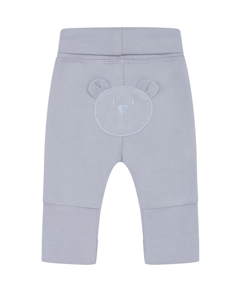 Hust & Claire Baby Jersey Jogging Hose in Rauchblau mit Bär Gesicht