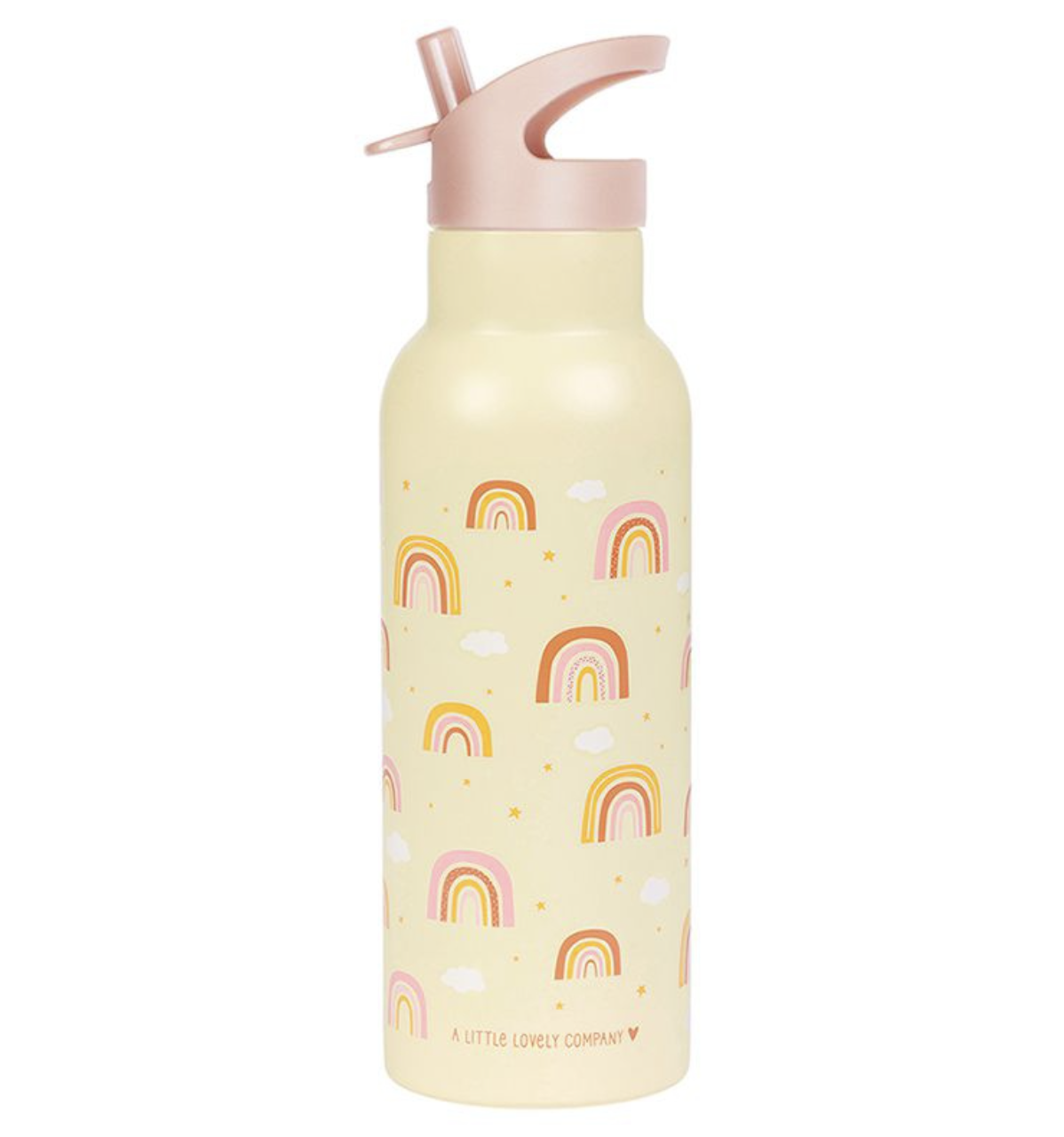 A Lovely Little Company Thermos Edelstahl Trinkflasche Groß mit Strohhalm - 500ml Regenbogen
