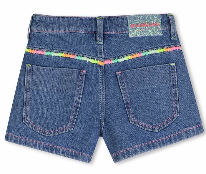 Billieblush Jeans Short in Medium Blau mit Neo Stickerei an den Taschen