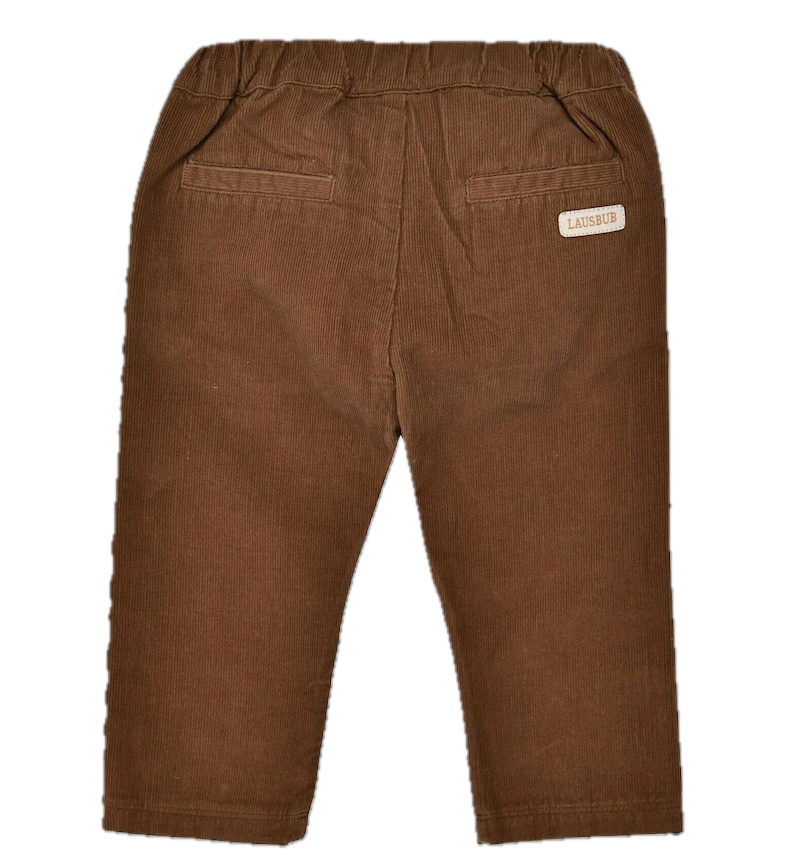 Bondi Cord Trachtenhose Braun in Lederhosen Look mit Stickerei 