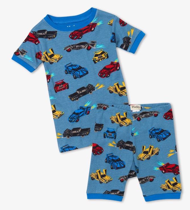 eNHV4wkA Hatley Kurzarm Pyjama in Blau - Autos