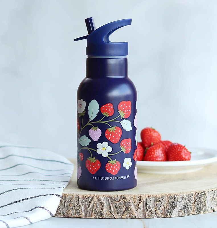 A Lovely Little Company Thermos Edelstahl Trinkflasche mit Strohhalm - Erdbeeren A Lovely Little Company Thermos Edelstahl Trinkflasche mit Strohhalm - Erdbeeren