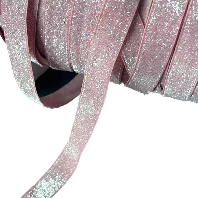 Wowzers Bastelbedarf Glitzer FOE Gummiband Altrosa Frosted Glitzer - 1 Meter  
