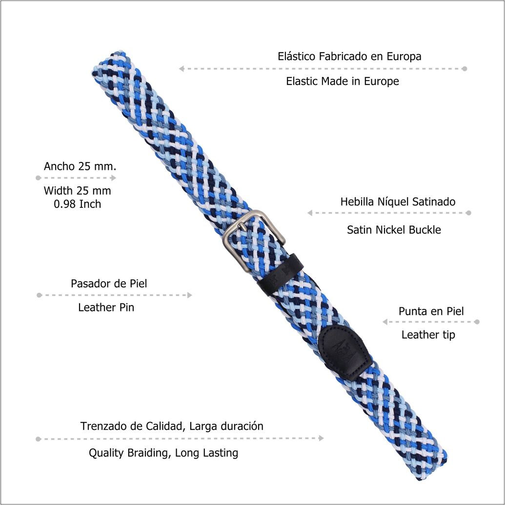 Acosta Geflochtener elastischer Gürtel für Kinder - Multifarbe Blau Acosta Geflochtener elastischer Gürtel für Kinder - Multifarbe Blau