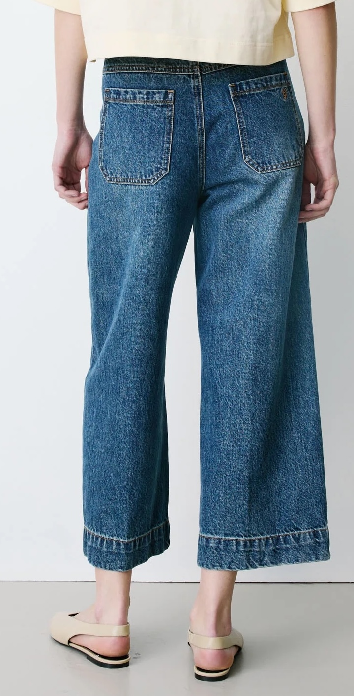 Grace & Mila Damen Jeans Johan - High-Waist cropped Jeans in Vintageblau