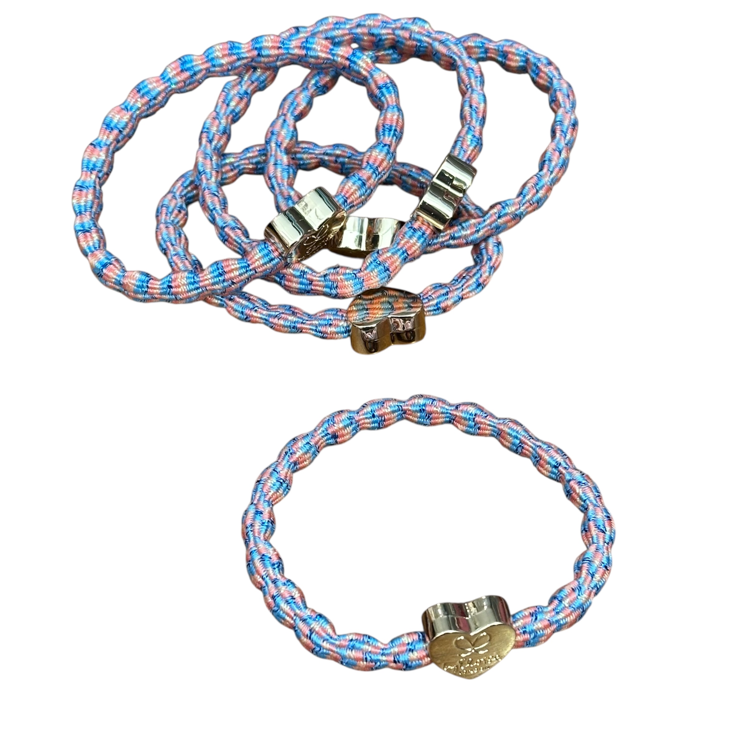 By Eloise Armband/Haargummi mit Charm - Goldenes Herz auf Coral Reef