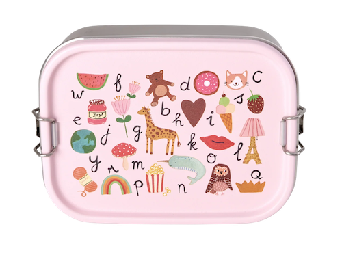 RICE Brotzeitbox Edelstahl Brotdose mit Trennwand - ABC Back to School - Rosa RICE Brotzeitbox Edelstahl Brotdose mit Trennwand - ABC Back to School - Rosa
