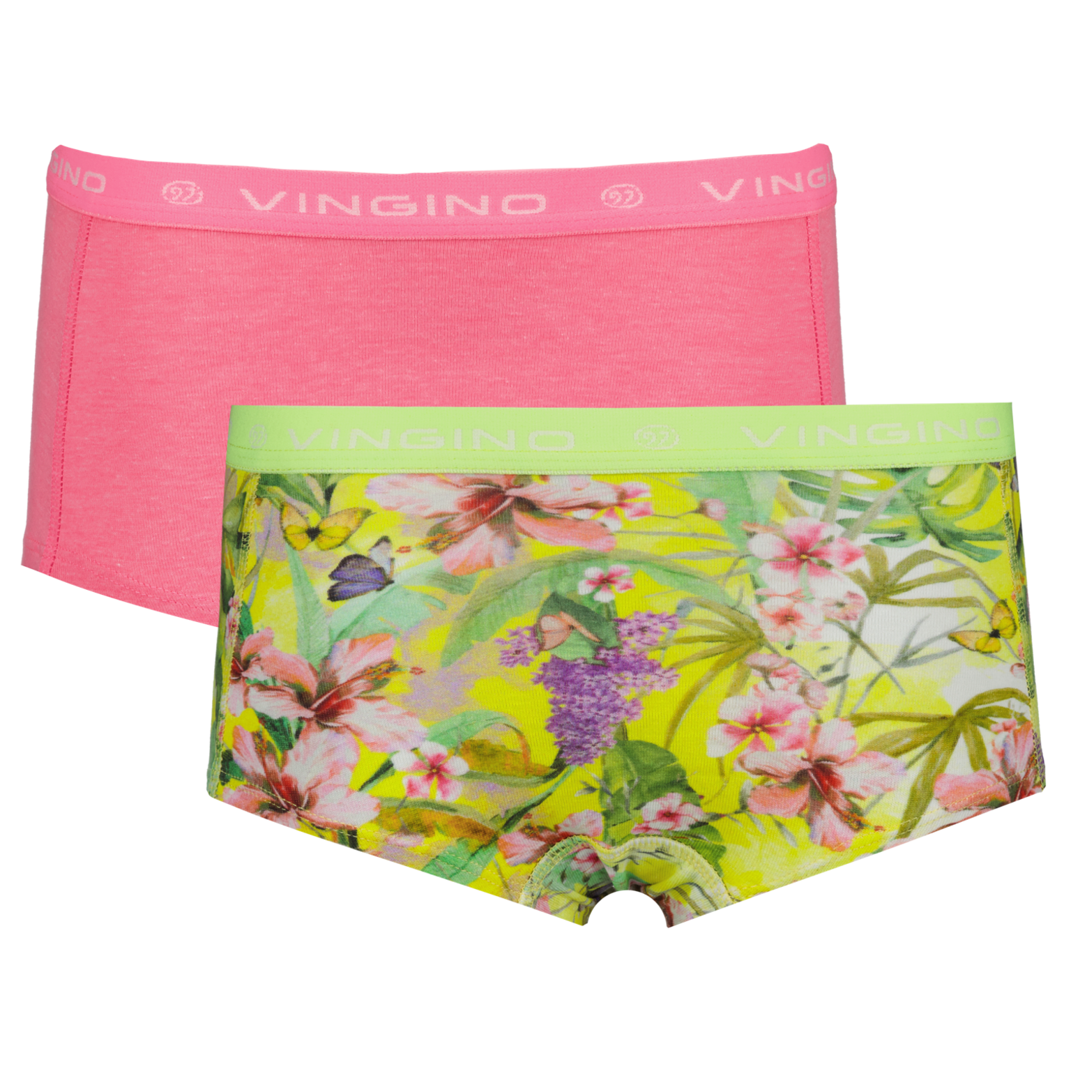 HS22KGN72603_G222-MULTICOLOR-2PACK_Light-Neon-Yellow_FRONT Vingino Unterwäsche 2er Set - Blumen in Gelb & Pink