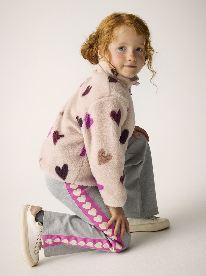 Minymo Teddy Fleece Jacke mit Futter und Herzen Allover Minymo Teddy Fleece Jacke mit Futter und Herzen Allover
