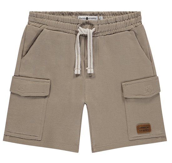 Babyface Stains & Stories Cargo Sweat Short in Camel Beige