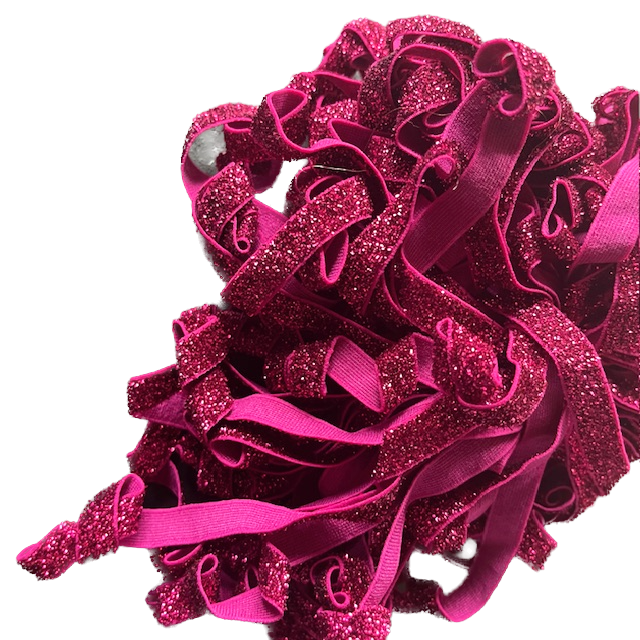 Wowzers Bastelbedarf Schmale Glitzerband Pink-Rot FOE Gummiband - 1 Meter 