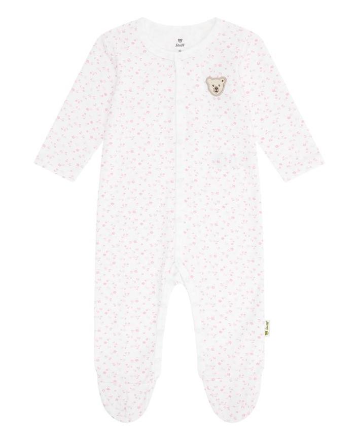 Steiff Strampler in weiß - Rosa Blümchen