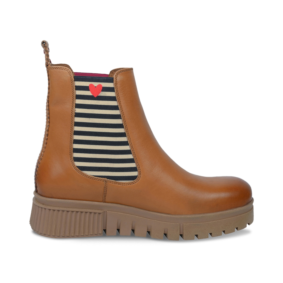 Crickit Stiefel NAELLE in Cognac mit Streifen und kleinem Herzchen - SALE