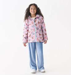 Hatley Regenjacke in Mauve Orchid Pop-Out Butterflies Zip-Up Lightweight 