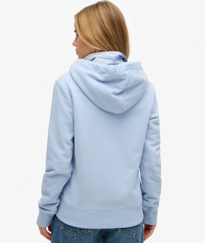 Superdry Damen Kapuzenjacke mit gesticktem Logo in Blau mit Roségold Reißverschluss
