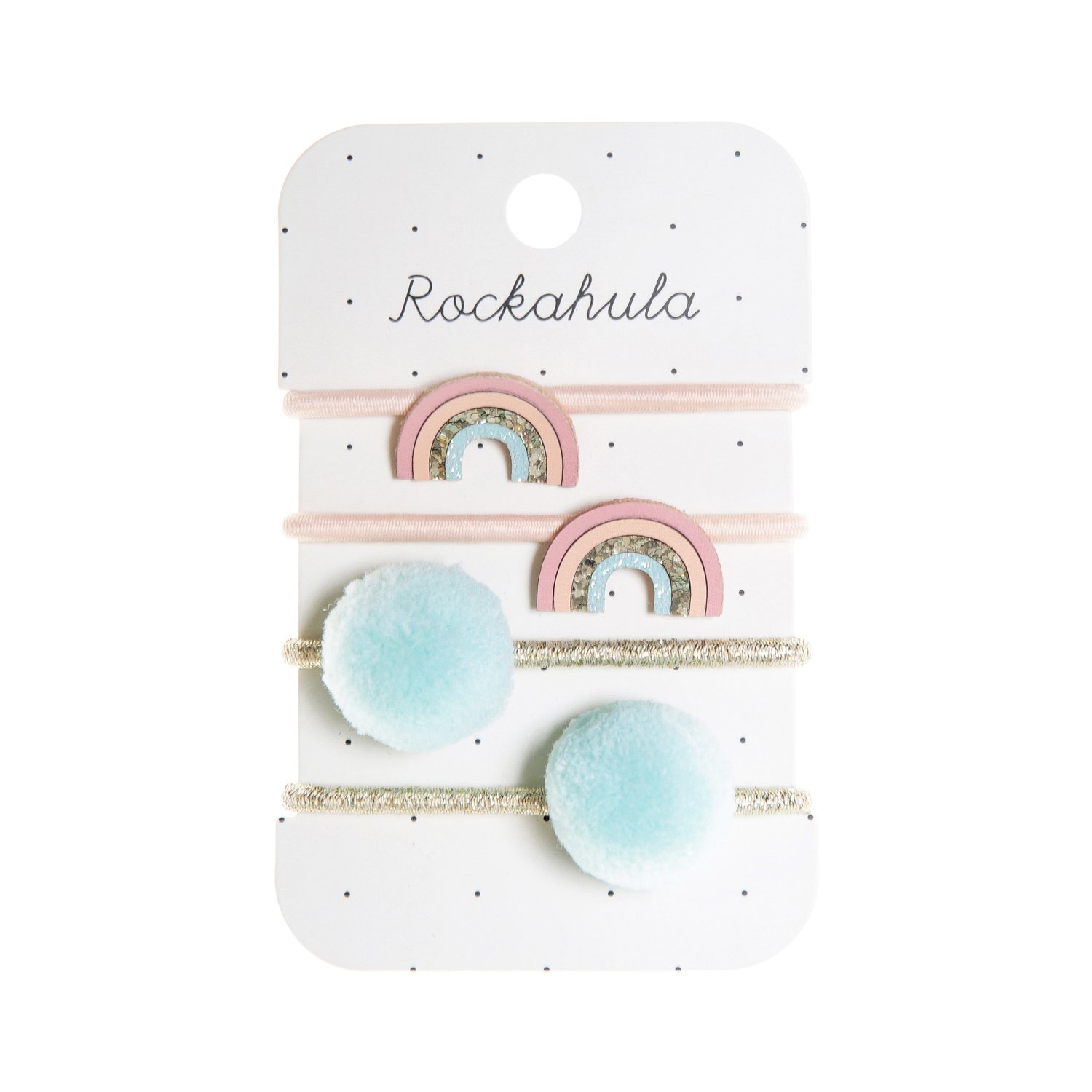 Rockahula Haargummi Set - Regenbogen & Pom Poms