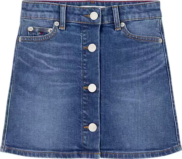 Tommy Hilfiger durchgeknöpfter Jeansrock in A-Linie - Streakyblue - SALE