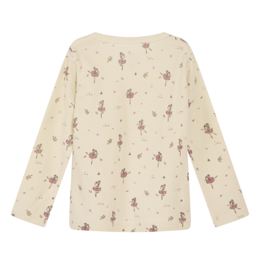 Hust & Claire Abba Wolle Bambus Langarm Shirt in Ecru Creme - Rosa Ballerinas