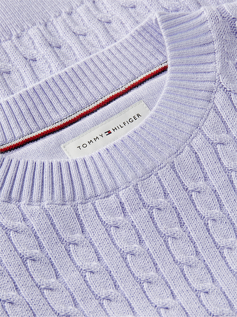Tommy Hilfiger Strickpulli mit Zopfmuster - Lavender Ice - Helles Flieder Tommy Hilfiger Strickpulli mit Zopfmuster - Lavender Ice - Helles Flieder