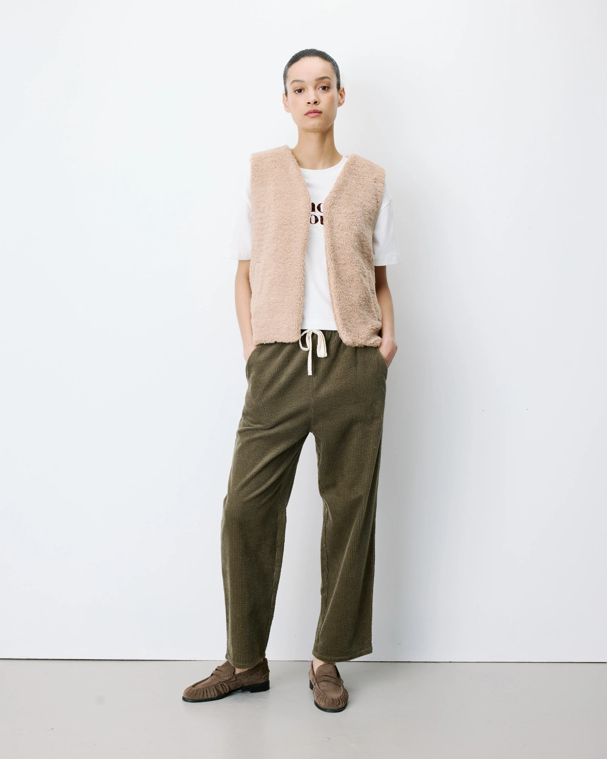Grace & Mila Avery Teddyfell Weste in Beige Braun
