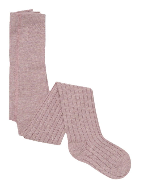 Minymo Strumpfhosen Pack Rosa Melange Gerippt nd Creme mit Altrosa Herzen Allover