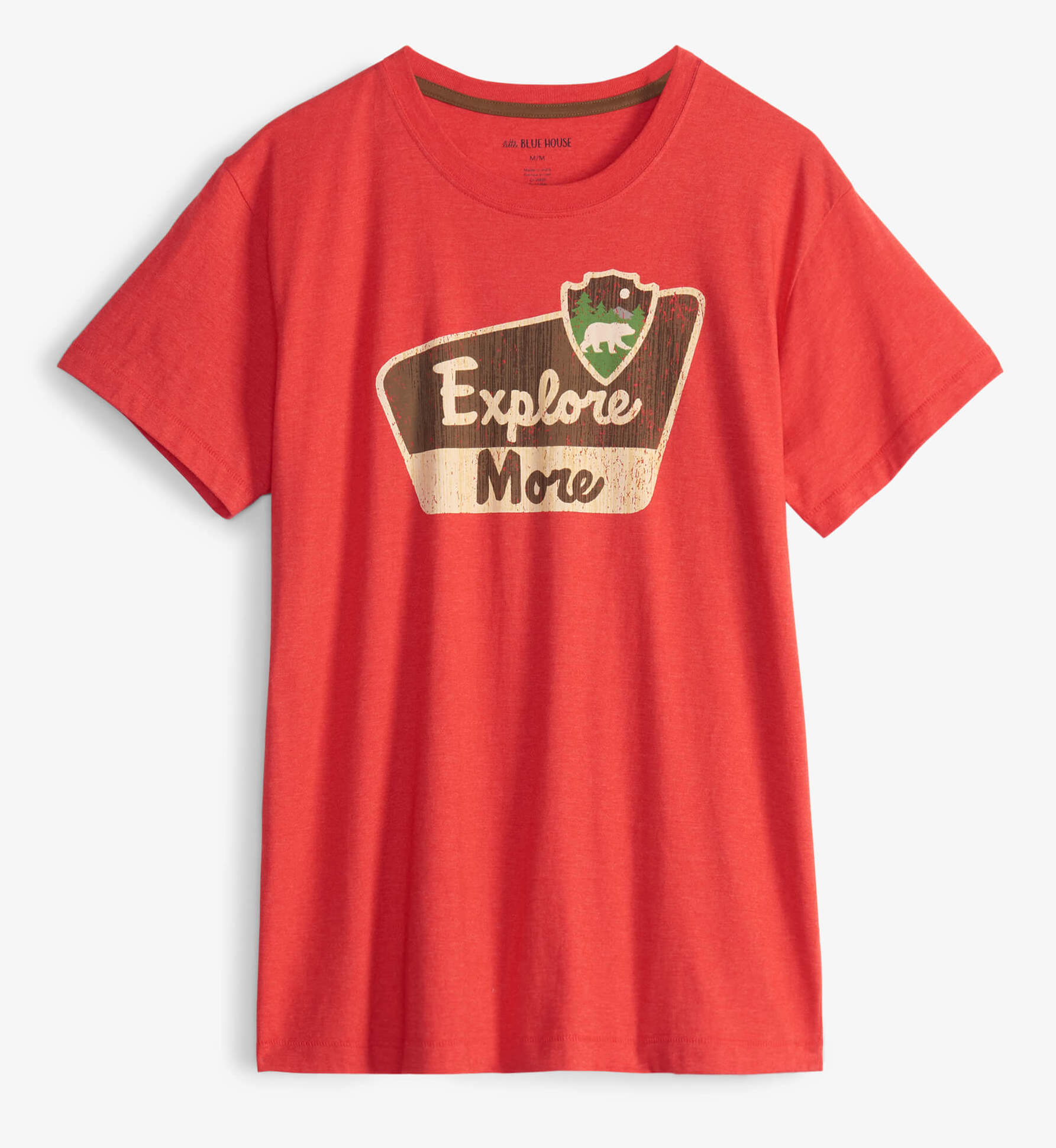 TS9EXMO001 Little Blue House Herren Kurzarm T-Shirt in Rot - Explore More