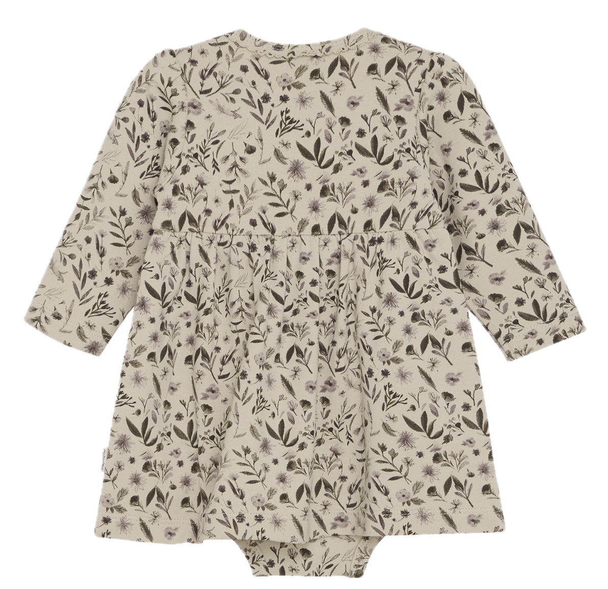 Minymo Baby Kleid mit integriertem Body - Allover Blumen in Smoke Gray Minymo Baby Kleid mit integriertem Body - Allover Blumen in Smoke Gray