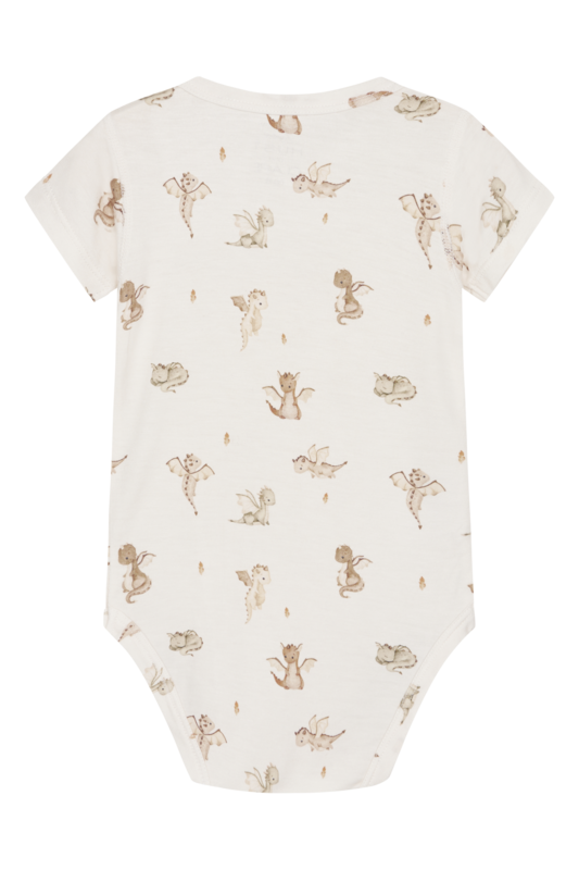 Hust & Claire Bue Bambus Viskose Kurzarm Body in Creme mit Kleinen Drachen Hust & Claire Bue Bambus Viskose Kurzarm Body in Creme mit Kleinen Drachen