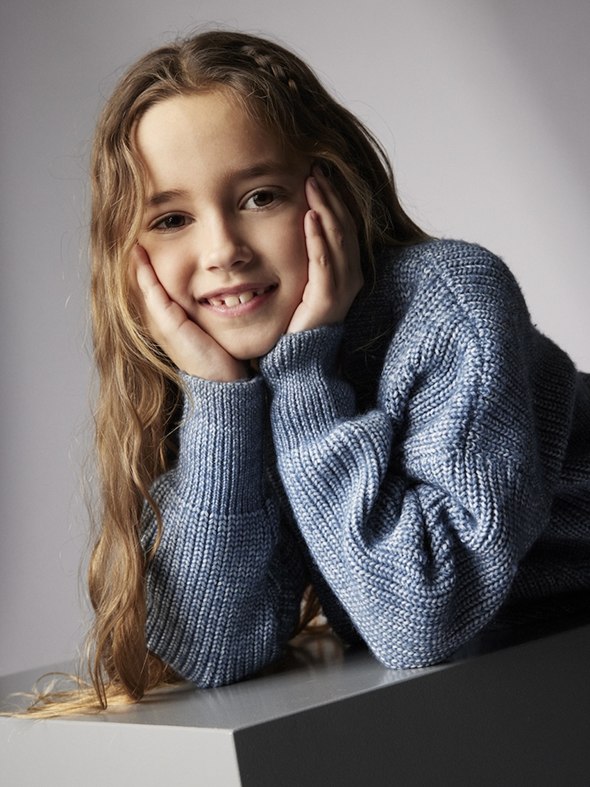 Creamie Strickpullover mit Muster in Blau Melange (Bering Sea) - SALE
