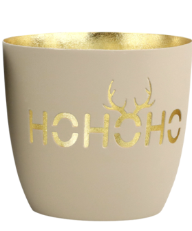 HOFF Interieur Windlicht Weihnachten in Creme mit Antler - Ho Ho Ho