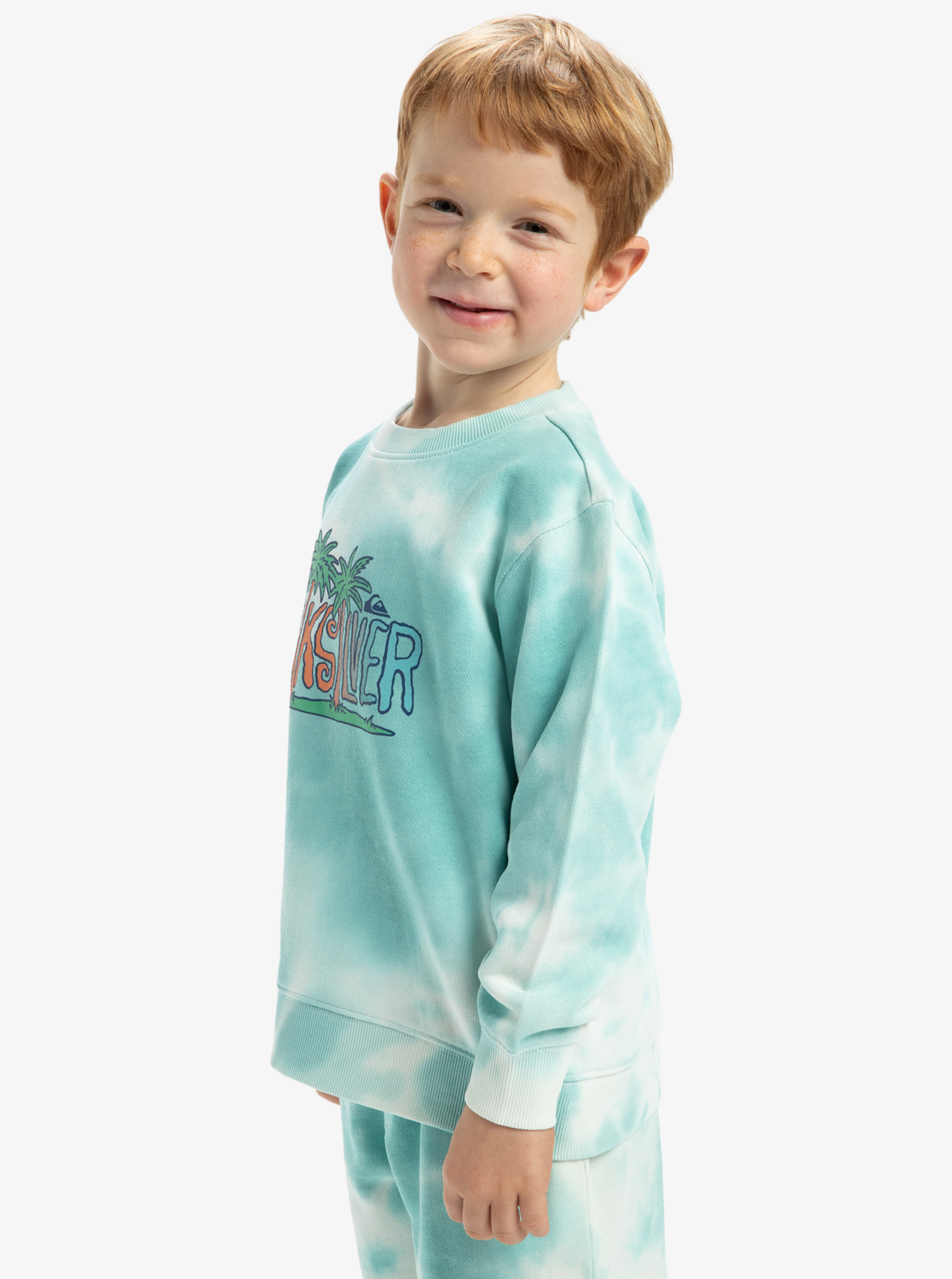 Quiksilver Boys Tie Dye Sweatshirt mit Rundhals in Grün - SALE Quiksilver Boys Tie Dye Sweatshirt mit Rundhals in Grün - SALE