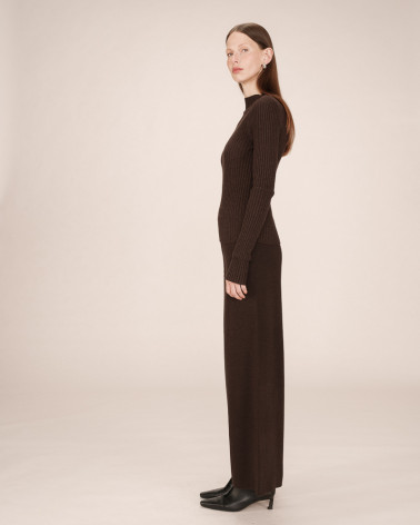 Grace & Mila Sao High Waist Strickhose Chocolat Braun 