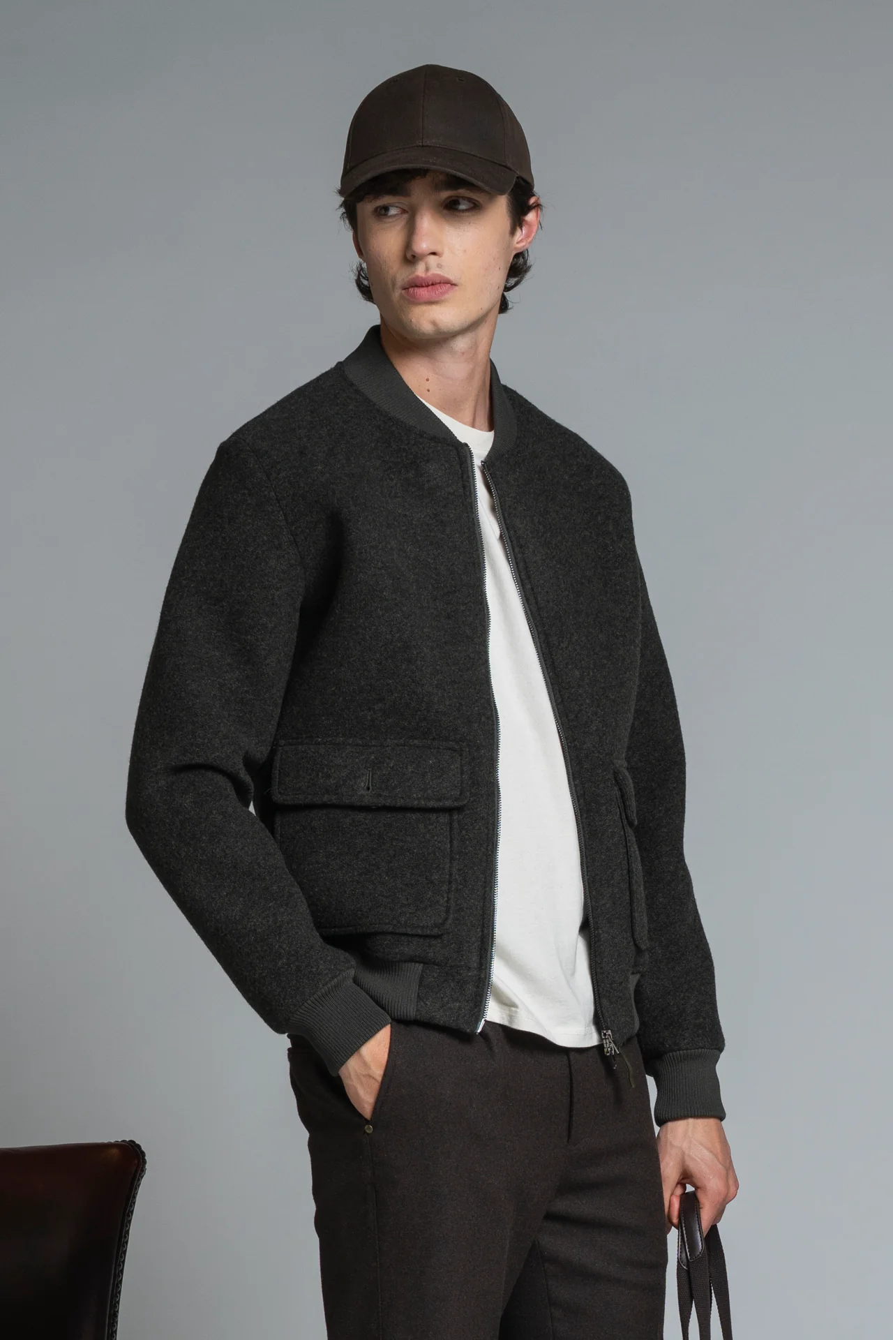 IMPURE CAMERON WOLLWALK BOMBER Jacke in Oliv Grün IMPURE CAMERON WOLLWALK BOMBER Jacke in Oliv Grün