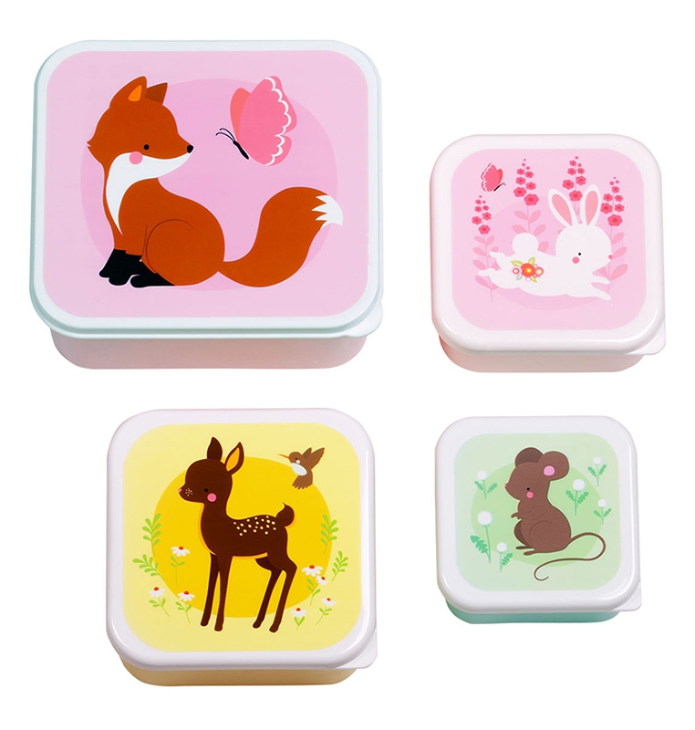 A Lovely Little Company Brotzeitbox Set von 4 - Waldfreunde