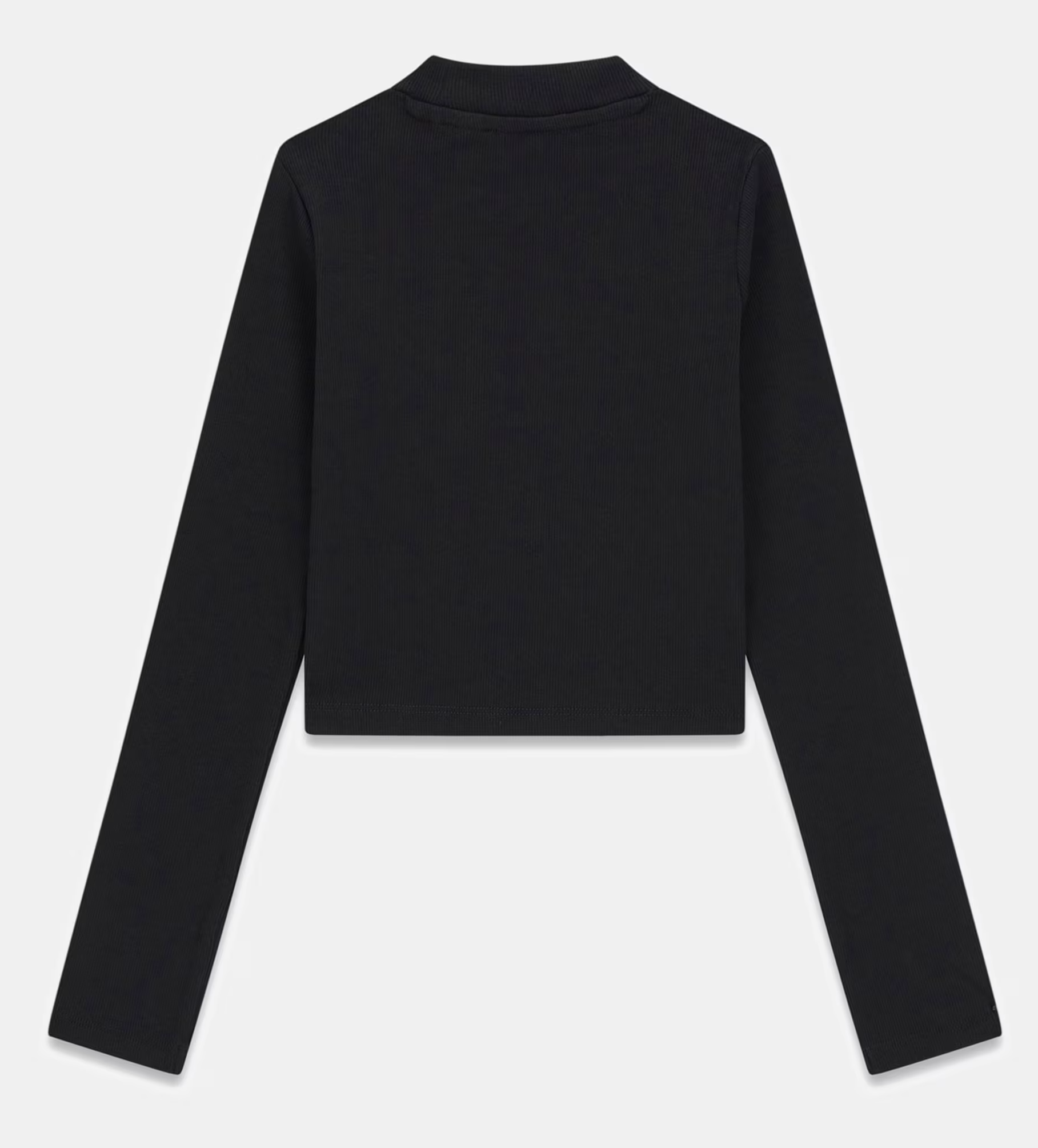 Guess Cropped Langarm Rippstrick Top in Schwarz