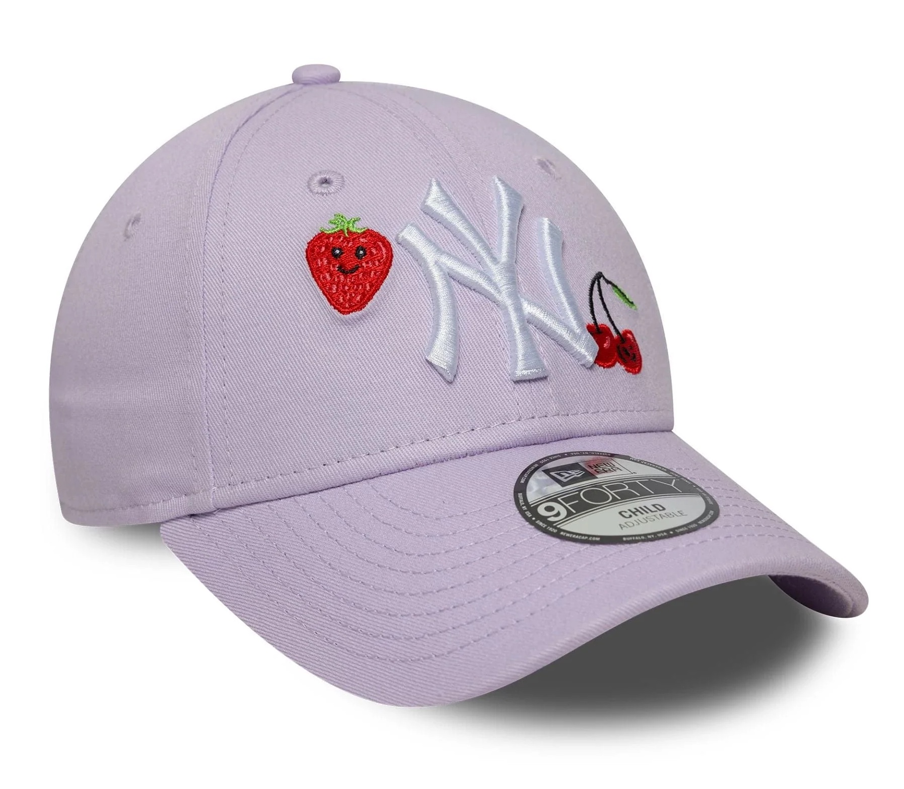 New Era Kids Flieder New York Yankees Fruit Icon MLB 9FORTY Verstellbare Cap - Erdbeere & Kirsch