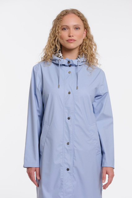 Rino & Pelle Ishana Damen wendbarer Regenmantel - Light Blue & black Leo