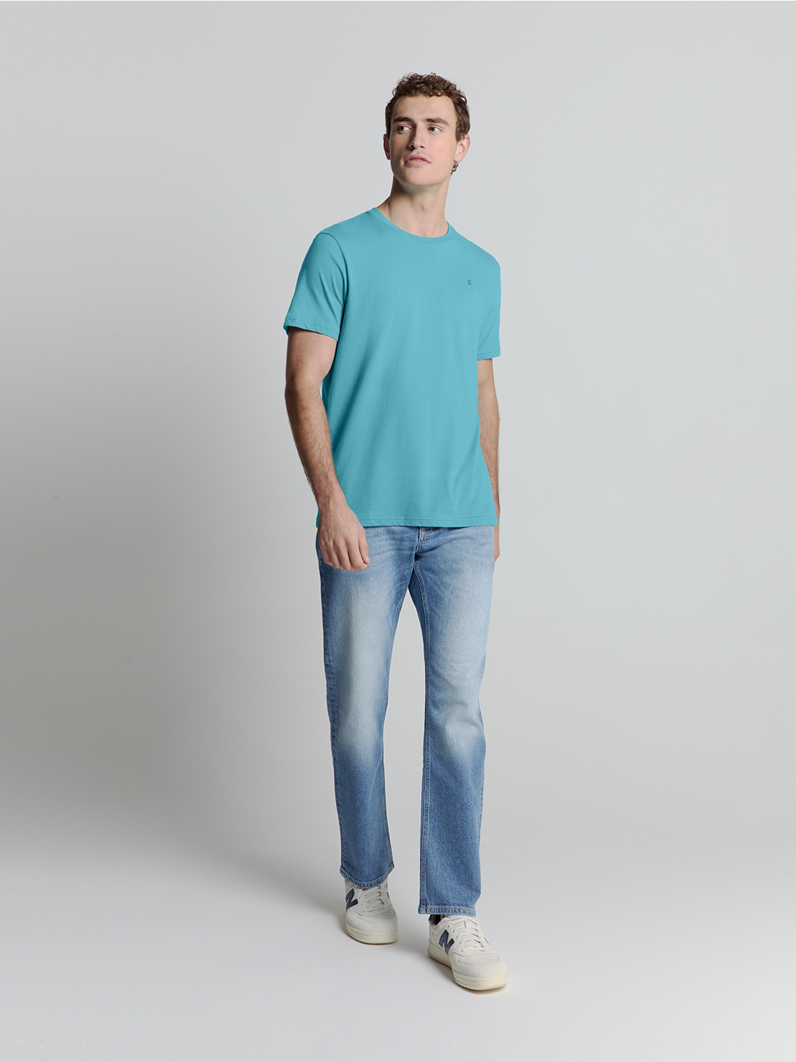 NO EXCESS Rundhals T-Shirt in Seablue Meeresblau - SALE