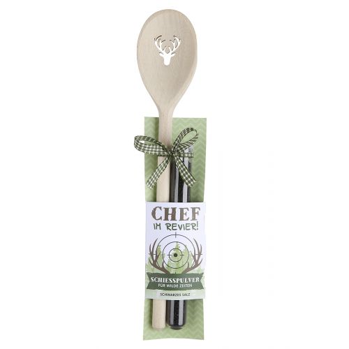 46939_0_15 Gilde Chef im Revier Holz Kochlöffel & Schwarzem Salz
