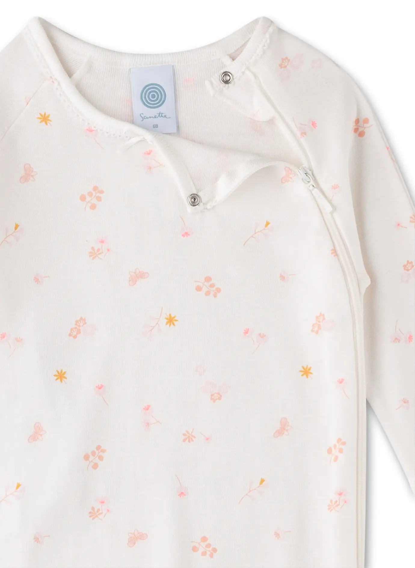 Sanetta Baby Mädchen Strampler in Creme Weiß mit Kleinen Blumen