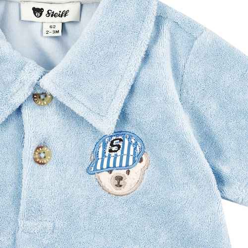 Steiff Kurzarm Frottee Polo in Chambray Blau