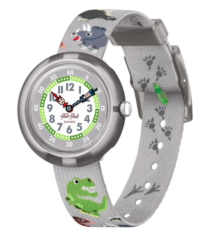 Flik Flak Uhr Kinderuhr - Coolozaurus - Dinos/Grau