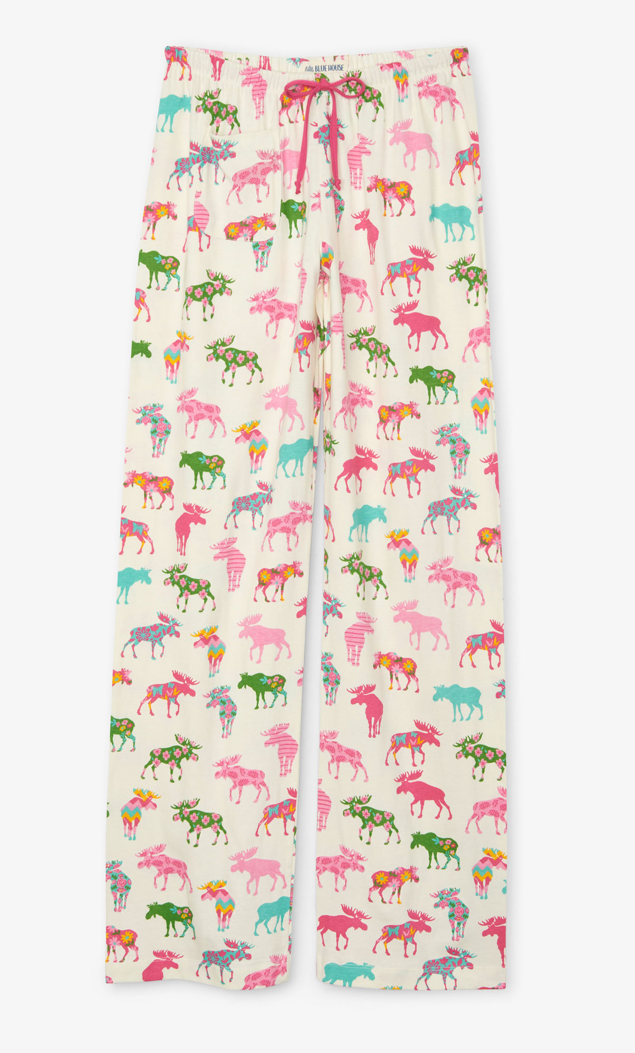 PA2WIMO002_Z Little Blue House Damen Pyjama Hose Patterned Moose - Bunte Elche